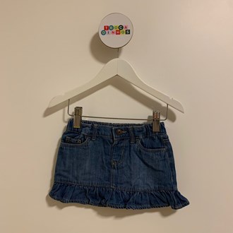 Saia jeans com babado